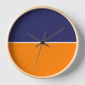 Horloge Moderne Bleu & Orange rayé Classé (Recto)