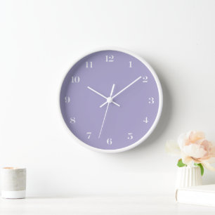 Horloge Moderne Chic Minimaliste Lavande et Blanc