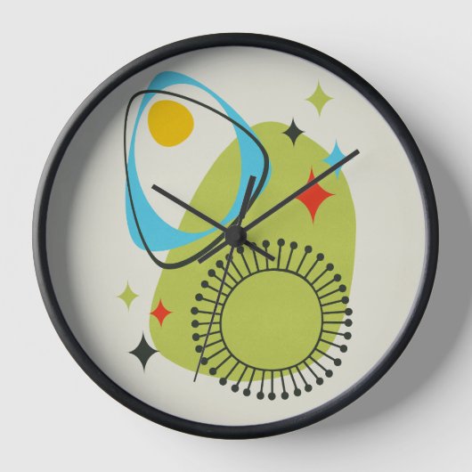 Horloge Moderne du milieu du siècle, Ère atomique 14 Vert, (Recto)