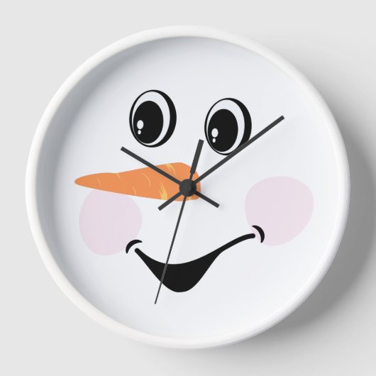 Horloge Moderne mignonne Custom Snowman visage souriant (Recto)