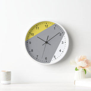 Horloge Moderne minimaliste gris jaune blanc