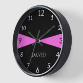 Horloge Moderne Personnalisé noir blanc Bubblegum rose (Angle)
