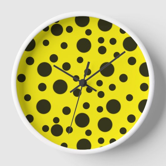 Horloge Moderne Simple Noir pois motif jaune point (Recto)