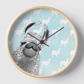 Horloge Moma Llama avec Motif Cloud Llama blanc (Recto)