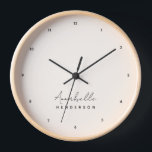 Horloge Monogram neutre | Minimalist stylish<br><div class="desc">A simple stylish custom monogram design with a minimalist handwritten script typographiy paired with a block typographiy in black on natural ivory cream background. The monogram name can easily be personalized to make a design as unique as you are! Le personnel parfait empoisonne l'accès pour tout !</div>