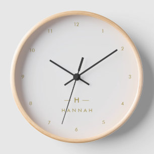 Horloge Monogram or gray   Minimaliste Elegant Moderne