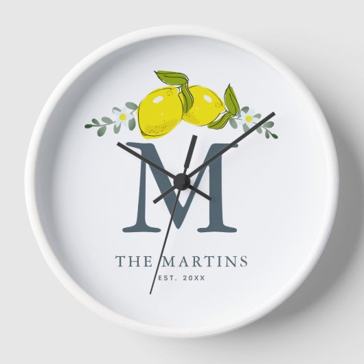Horloge Monogramme blanc de citron vert (Recto)