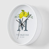 Horloge Monogramme blanc de citron vert (Angle)