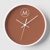 Horloge Monogramme blanc minimaliste en terre cuite (Recto)
