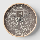 Horloge Monogramme Brown Élégant (Recto)