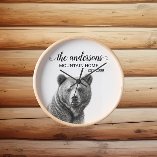 Horloge Monogramme Cabine de déco grizzli rustique