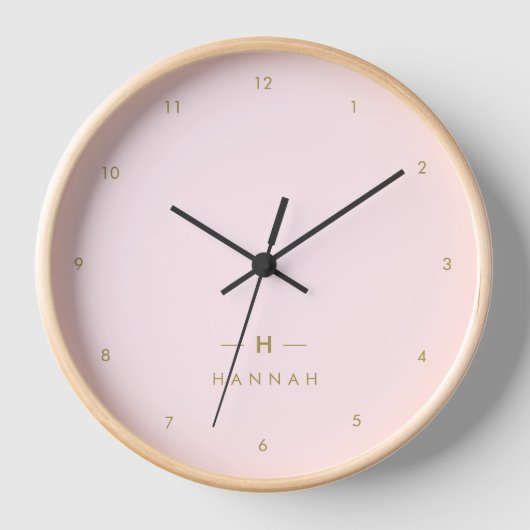 Horloge Monogramme Elegant Minimal Blush rose et or (Recto)