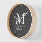 Horloge Monogramme familial personnalisé Mod Grey (Angle)