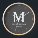 Horloge Monogramme familial personnalisé Mod Grey<br><div class="desc">Élevez votre décor de maison avec cette horloge monographique de famille personnalisée en gris de Mod. Doté d'un design élégant et moderne dans une couleur gris élégant, cette horloge est personnalisée avec le monogramme et le nom de votre famille, ce qui en fait une pièce parfaite pour toutes les chambres....</div>