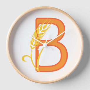 Horloge monogramme floral B lettre majuscule