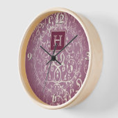 Horloge Monogramme Magenta Élégant (Angle)