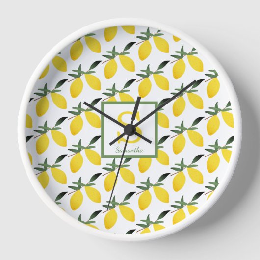 Horloge Monogramme moderne Citrus citron (Recto)