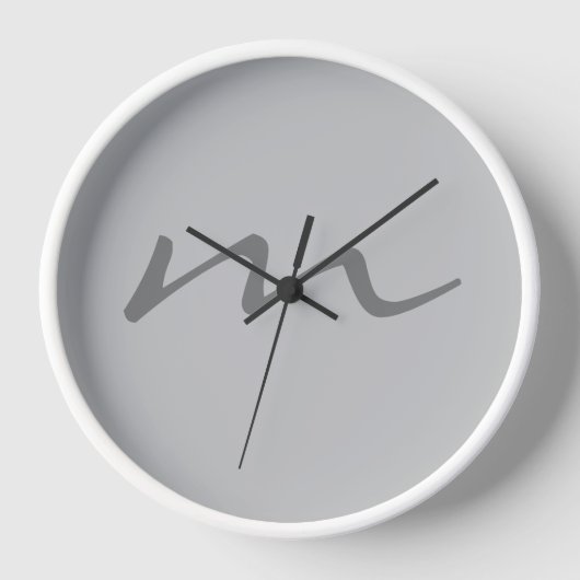 Horloge monogramme moderne tendance gris professionnel (Recto)