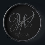 Horloge Monogramme noir gris élégant personnalisé initial<br><div class="desc">Monogramme original personnalisé simple dans la typographie moderne. Un cadeau personnalisé parfait avec une touche personnelle</div>