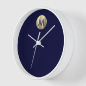 Horloge Monogramme or bleu marine de luxe (Angle)