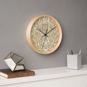 Horloge Monogramme Or Élégant