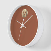Horloge Monogramme Or En Terracotta Moderne (Angle)