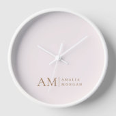 Horloge Monogramme Personnalisé Rose Initiale Et Nom (Recto)