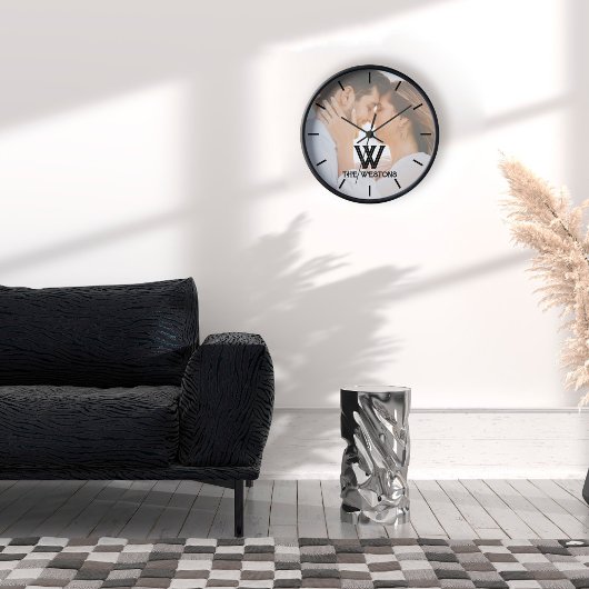 Horloge Monogramme photo simple et moderne