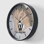 Horloge Monogramme photo simple et moderne (Angle)
