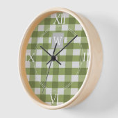 Horloge Monogramme Plaid Buffalo Vert (Angle)