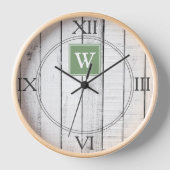Horloge Monogramme rustique vert (Recto)