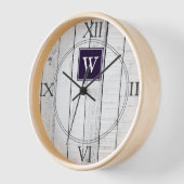 Horloge Monogramme Rustique Violet (Angle)