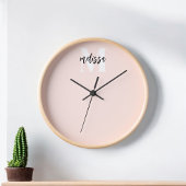 Horloge Monogramme Script Calligraphie rose