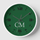 Horloge monogramme simple vert foncé (Recto)