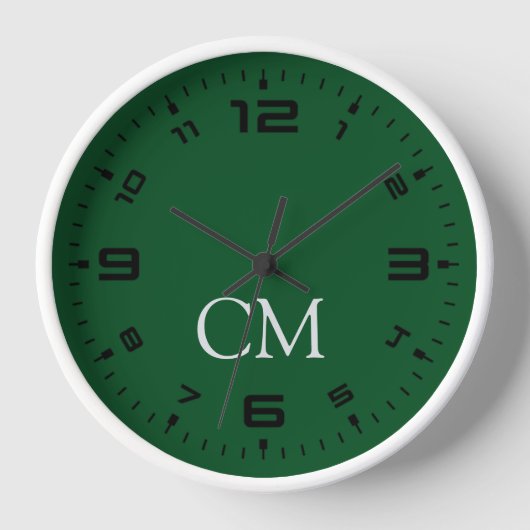 Horloge monogramme simple vert foncé (Recto)