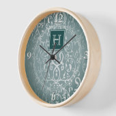 Horloge Monogramme turquoise Élégant (Angle)