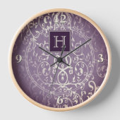 Horloge Monogramme violet Élégant (Recto)
