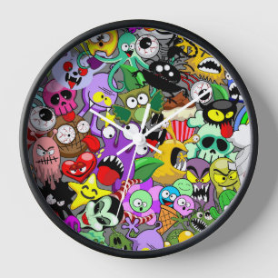 Horloge Monstres caractères mignons Motif d'Halloween
