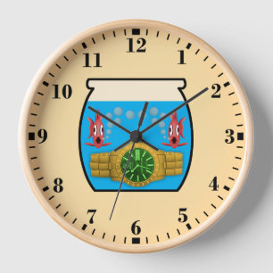 Horloge Montre dans boule à poissons