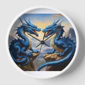 Horloge Montre murale avec design Dragon Bleu