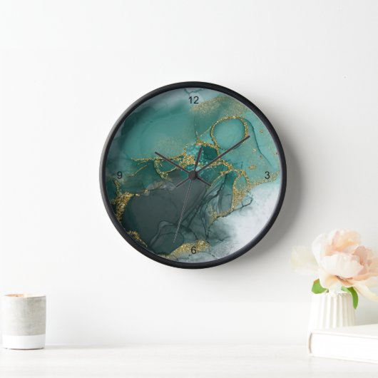 Horloge Moody Ink Emerald Gold ID Abstrait988 (Maison)