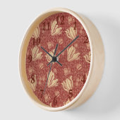 Horloge Morris Inspiré Lily Flower Botanique Rouge Textile (Angle)