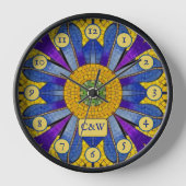 Horloge Mosaïque bleue et jaune Moderne apparence romaine  (Recto)