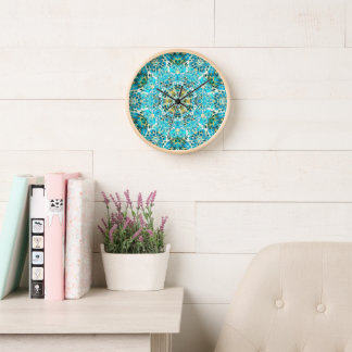 Horloge Mosaïques turquoise 1 motif