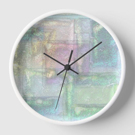 Horloge Motif Abstrait vert bleu rose texturé (Recto)