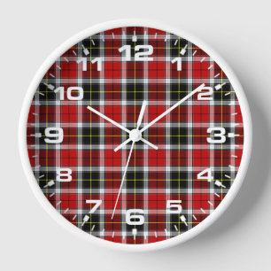 Horloge Motif Carreaux Rouges Marrons-52626