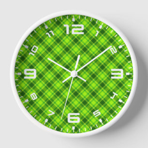 Horloge Motif carreaux tartan vert-57578