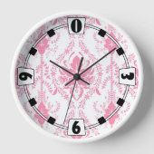 Horloge motif damassé rose blanc (Recto)