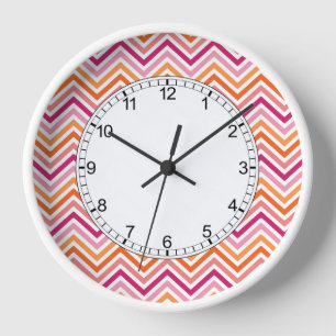 Horloge Motif de Chevron d'orange et de roses indien