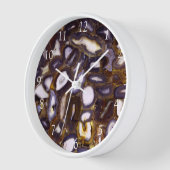 Horloge Motif de géode en pierre blanche Brown violet (Angle)